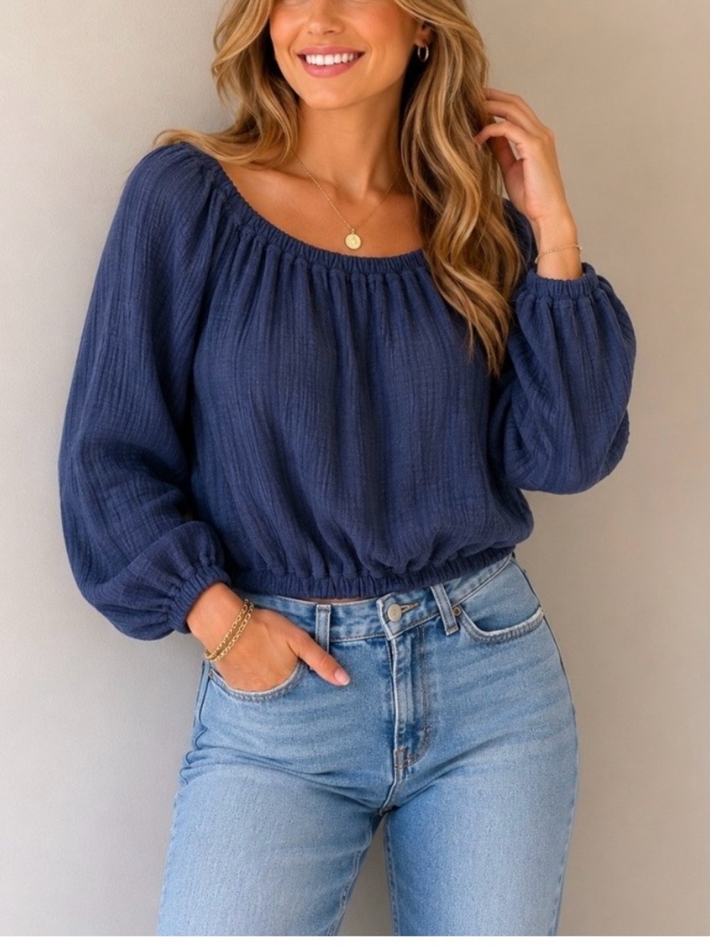 We The Free Peasant Blouse with Elastic Hem